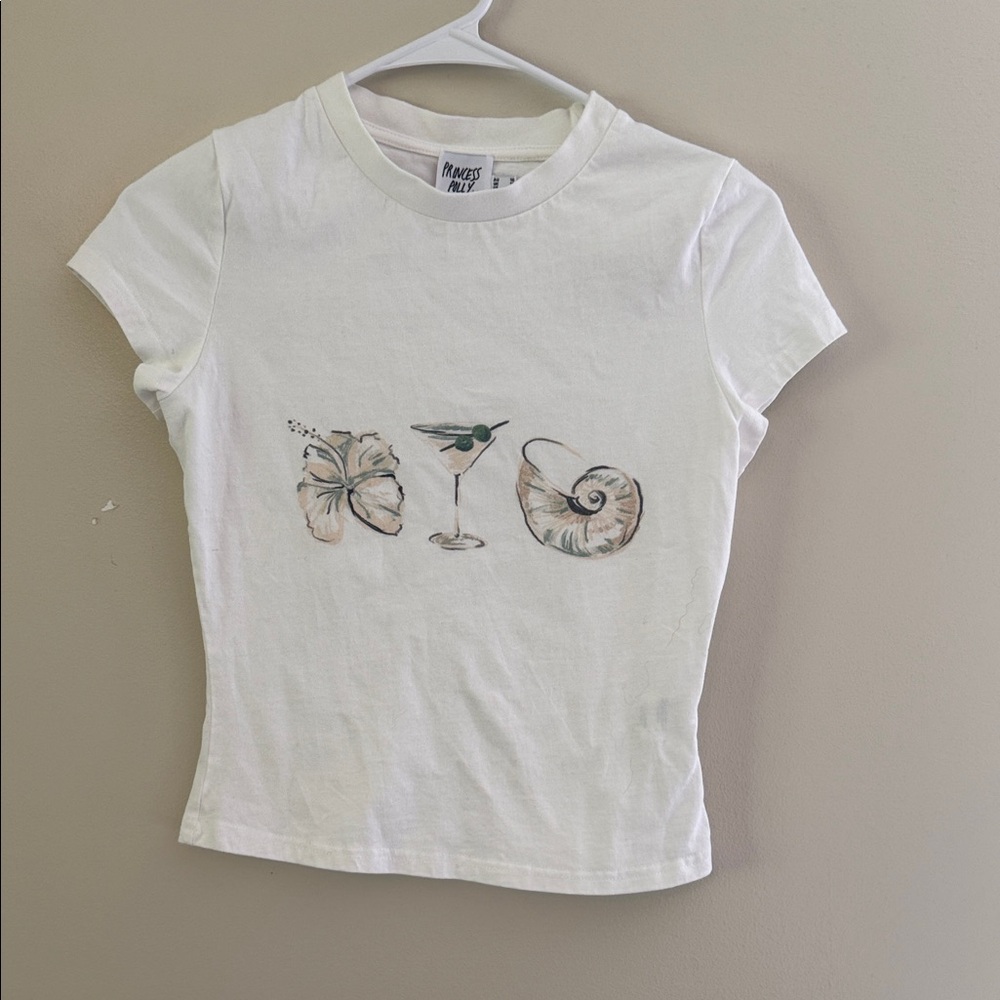Princess Polly Odyssey Shell and Martini Graphic Baby Tee Size 6